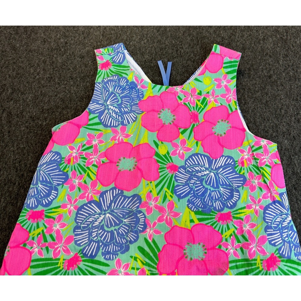 Tommy Bahama Girls Pink Blue Floral Cotton Pique Shift Dress Size 7 Tropical - Picture 3 of 15